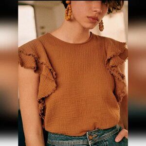 Sézane Ruffle Sleeve Bouse